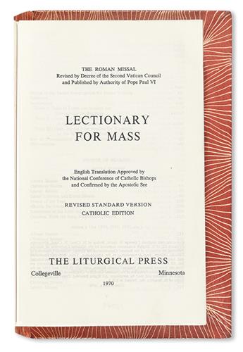 LITURGY, CATHOLIC.  Lectionary for Mass.  1970.  In custom morocco binding by Fritz Eberhardt.